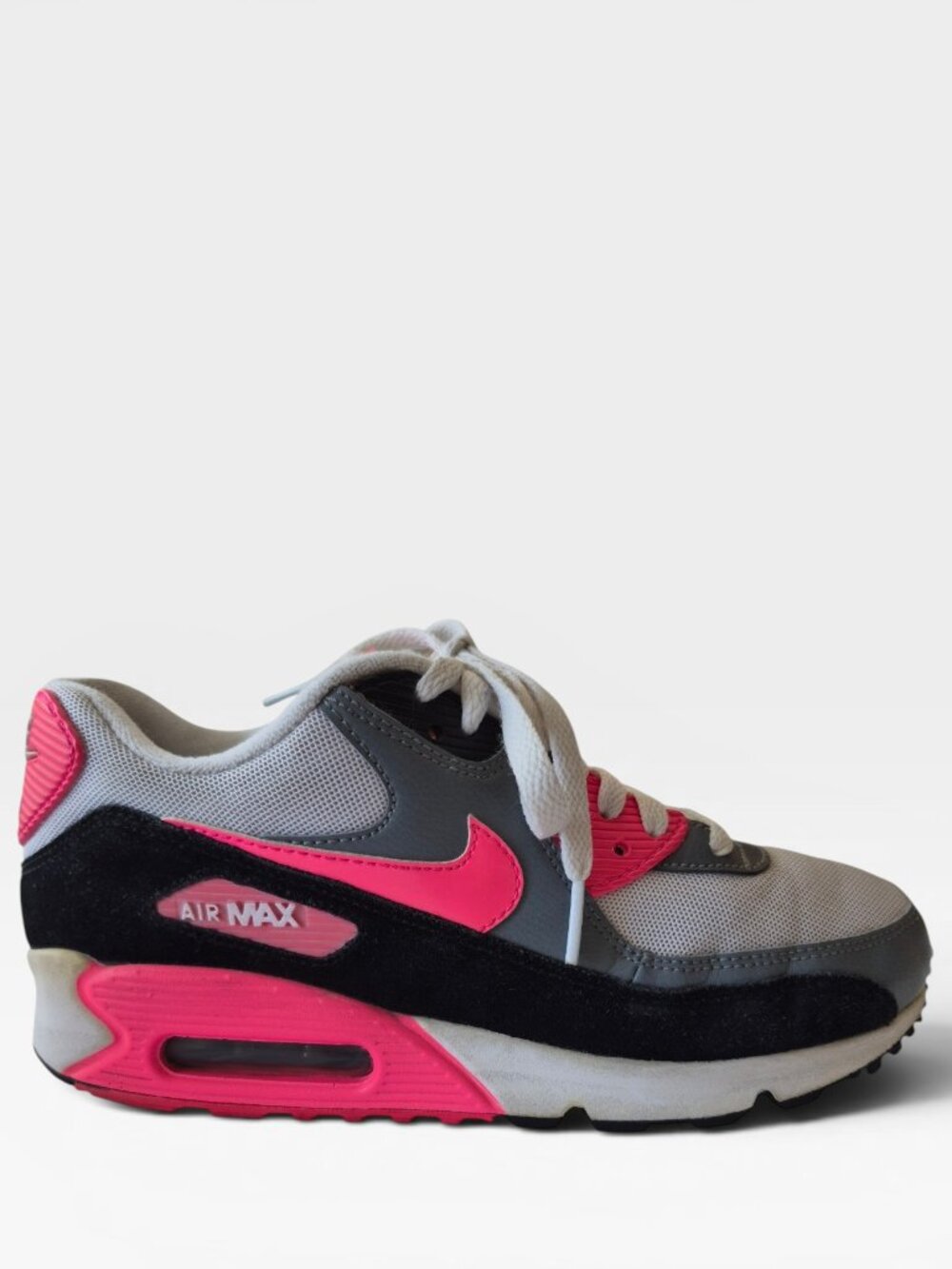 Nike Air Max 90 Womens/Teen Sneakers Grey-Pink-Black, Size 7.5